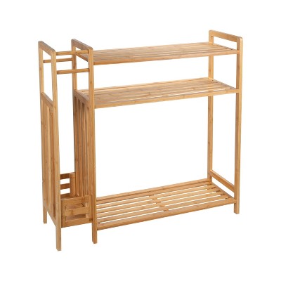 Organize It All Shoe Rack with Umbrella Stand Lohas: Bamboo Shoe Organizer & Umbrella Storage, Holds 9 Pairs, Brown