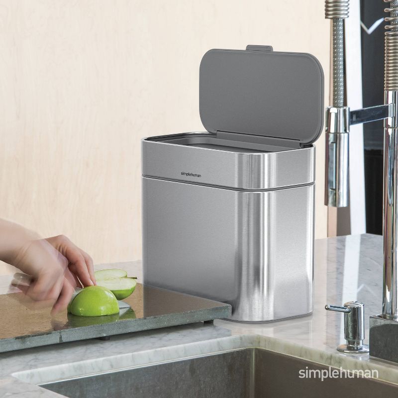 simplehuman 4L Compost Caddy Bin with Magnetic Docking Stainless Steel, 3 of 14