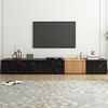 PAGED 4 Drawers TV Stand for TVs Up to 88 Inch,Console Table with Faux Marble and Walnut Wood Grain Finish for Bedroom,Living Room - 2 of 4