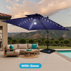 Crestlive Products 13FT Patio Cantilever Umbrella with Light Base Set Double Top High-strength Aluminum 360°Rotation 5 Heights Adjustable - 1 of 4