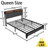 Sapphtopaz Bed Frame with Headboard Upholstered Metal Platform Bed with Charging Station and Slat Support for Bedroom, Apartment - 3 of 4