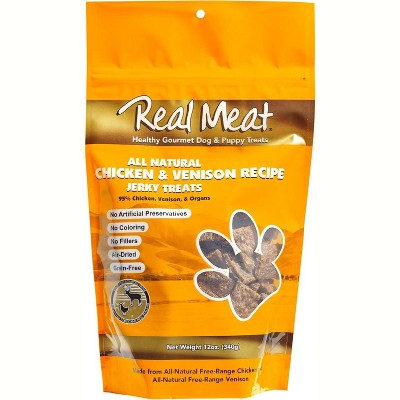 Real Meat Air-Dried Free-Range All-Natural Jerky Treats (Chicken & Venison, 12 oz)
