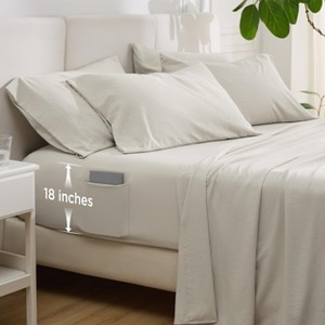 Deep Pocket Queen Sheets - Prewashed Ultra-Soft Queen Sheet Set, Fits Mattresses Up to 18 Inches Thick, Breathable & Secure Fit, Hotel Luxury Bedding - 1 of 4