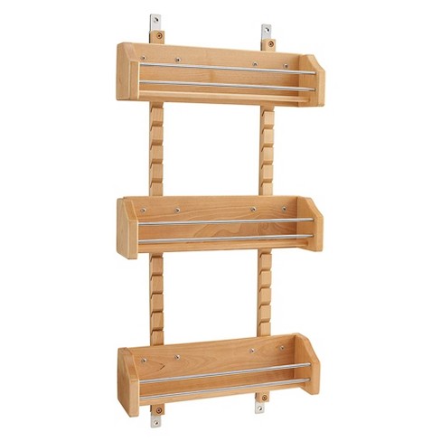 Rev-A-Shelf Pull Out Wall Storage Organizer for Kitchen Cabinets, Sliding  Door Mounted Spice Rack with 3 Adjustable Shelves, Maple Wood, 4ASR-18