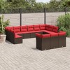 vidaXL 13 Piece Garden Sofa Set with Cushions Brown and Red Poly Rattan - Without Table - 2 of 4