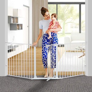 GOTGELIF Baby Safety Gate 80" Extra Wide Playard 3 Panels Hardware Mount Auto Close - 1 of 4