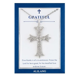 Anna-Kaci Silver Tone Crystal Rhinestone Cross Patonce Necklace with Message Card & Envelope Jewelry Gift - 1 of 4