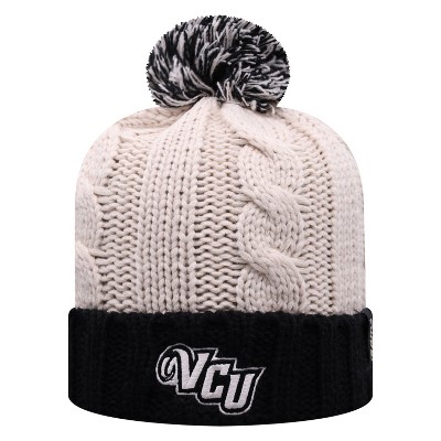 NCAA VCU Rams Women's Natural Cable Knit Cuffed Beanie with Pom