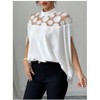 Women's Sheer Yoke Embellished Blouse Mock Neck Flowy Long Sleeve Top - 4 of 4
