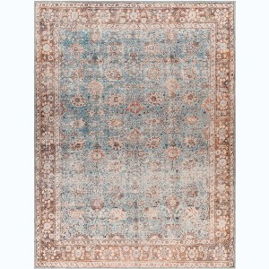 Mark & Day Markle 7'10"x10'2" Rectangle Washable Woven Indoor Area Rugs Dark Teal: Stain-Resistant, Pet Friendly, Low Pile - 1 of 4