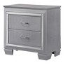 1pc Modern & Glam Style Two Drawers Nightstand Solid Wood w Built-in Night Light Silver Crocodile Finish Bedroom Furniture - 3 of 4