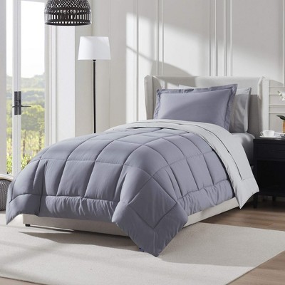 Twin Grey Reversible Microfiber Bed in a Bag Set