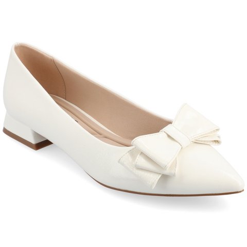 Обувь Journee Collection Women's Ophelia Slip On Pointed Toe Flats, 10 Patent/White