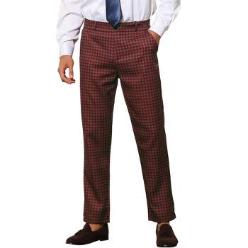 Lars Amadeus Men's Classic Houndstooth Plaid Pattern Pants