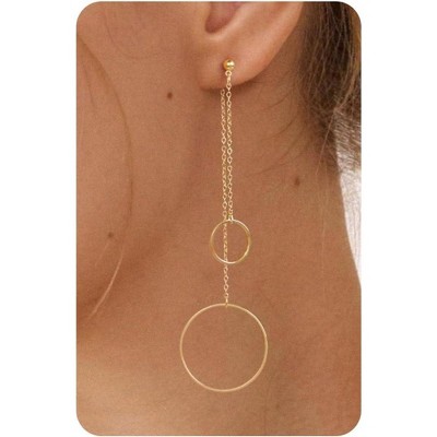 Dangle Earrings for Women- 14K Gold Plated Butterfly Heart Star Hoop Chain Tassel Design Long Dangle Earrings