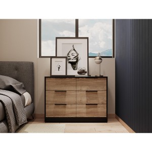 Okak Modern Design 3-Drawer Bedroom Dressers with Metal Hairpin Legs, Wooden Storage Cabinet,Chest of Drawers for Bedroom,Entryway - 1 of 4