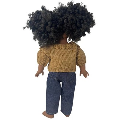 Doll Clothes Superstore Hand Knit Brown Sweater and Denim Jeans Outfit for 18 Inch Dolls | Fits American Girl, Our Generation & My Life — фото 4