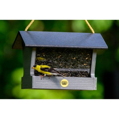 Medium Driftwood Gray Recycled Poly Lumber Hanging Hopper Bird Feeder