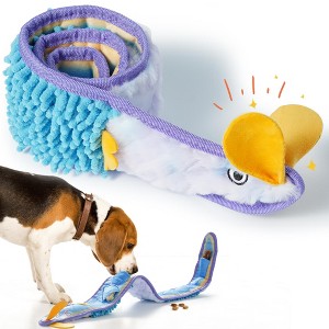 Nocciola Blue Ribbon Eel Snuffle Dog Toy,Christmas gift,No Stuffing Squeaky Long Snake,Crinkle/Snuffle/Tug Toy for All Breeds - 1 of 4