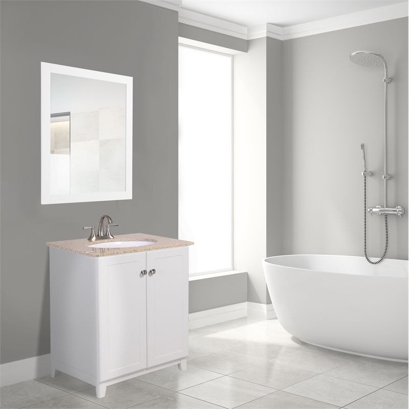 Shorewood Wall Mounted Bathroom Vanity Mirror 24-Inch Wood Framed in White, 5 of 9