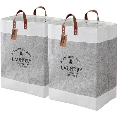 2Pack 76L Laundry Basket & Hamper, Large Collapsible Waterproof Clothes Baskets with Handles