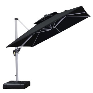 PURPLE LEAF Square Patio Umbrella Cantilever Umbrella with Base for Pool Lawn Garden 360° Rotation - 1 of 4