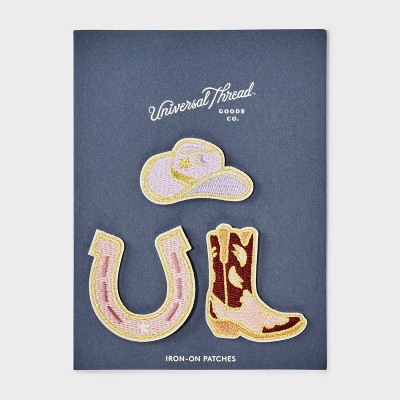 Horseshoe Cowboy Hat and Boot Patch Set 3pc - Universal Thread™ Multicolor