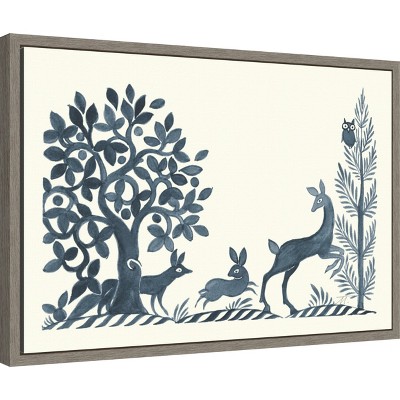 Graywash Forest Life VIII Canvas Print with Floating Frame