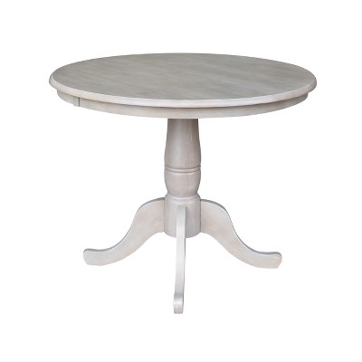 36" Round Gray Taupe Wood Pedestal Dining Table