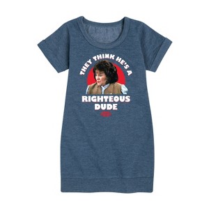 - Ferris Bueller's Day Off - Righteous Dude Graphic Short Sleeve Fleece Dress - 1 of 4