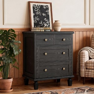 4 Drawer Dresser, Vintage Dresser with Carved Handles and Tapered Legs Design, Wood Chests of Drawers : Target