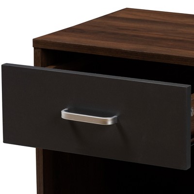 Modern Hansel 1-Drawer Nightstand in Dark Brown and Grey Finish
