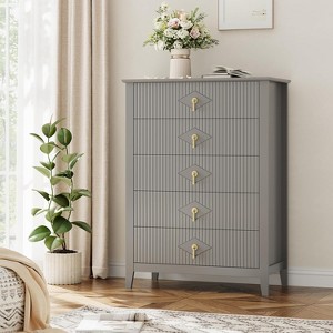 Modern Fluted Dresser, 3/5/6/7 Drawer Wood Dresser for Bedroom, Modern Chest of Drawers, Storage Organizer Cabinet for Living Room, Entryway - 1 of 4
