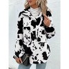 Women's Cow Print Double-Sided Fleece Button Cardigan Pocket Coat - 2 of 4