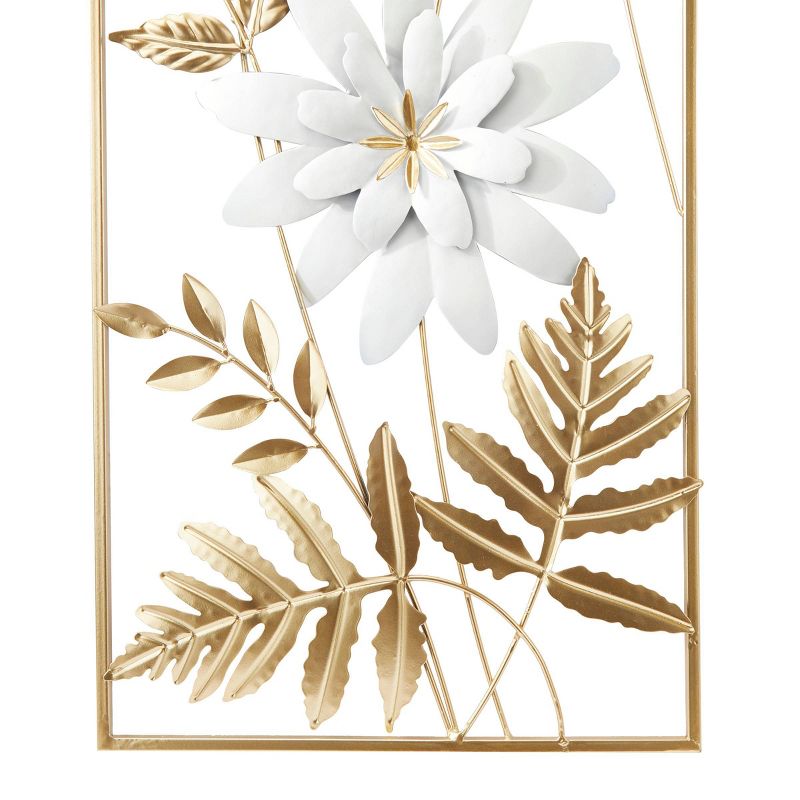 Set of 2 Metal Floral Wall Decors with Gold Frame - Olivia &#38; May, 5 of 9