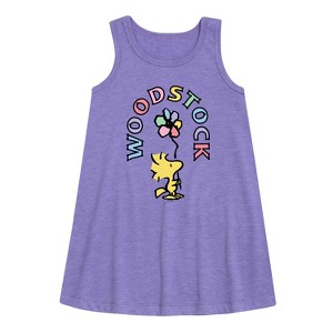 - Peanuts - Woodstock Flower Graphic Sleeveless Aline Dress - 1 of 4