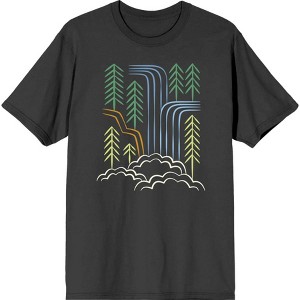 Adventure Society Waterfalls & Pine Trees Crew Neck Short Sleeve Adult T-shirt - 1 of 2