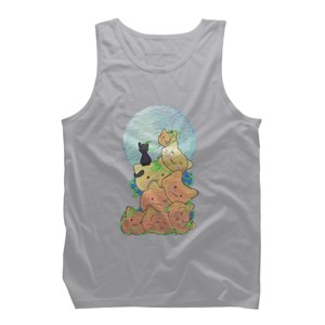Men's Design By Humans Cat Pumpkin Pile By AwkwardDragon Tank Top - 1 of 4