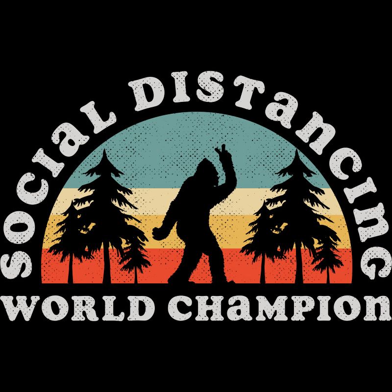 Men's Design By Humans Bigfoot Social Distancing World Champion By Tingsy T-Shirt, 2 of 5