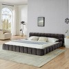 Queen Wood Bed with Upholstered Headboard, Soft Chenille Fabric Grounded King Size Platform Bed, Solid Wood Frame Bed-Baofuwish - 2 of 4