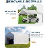Heavy-Duty Metal Carport Garage with PE Cover and Steel Frame, Outdoor Shed for Cars, Trucks & Boats, Featuring 4 Doors and Mesh Ventilation Windows - 3 of 4