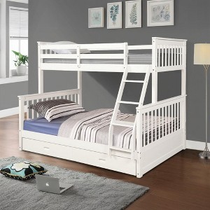 XIYUYEU Twin Over Full Bunk Bed with Ladder and Converts to 2 Twin Beds,Loft Bed with Guardrail and Storage Drawers for Bedroom - 1 of 4