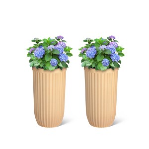 31” Tall Planter Set of 2, Self-Watering Square Pots with Drainage, Wheels & Water Monitor, Indoor Outdoor - 1 of 4