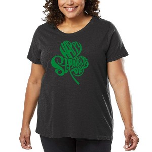 LA Pop Art Women's Word Art T-shirt - St. Patrick's Day Shamrock - 1 of 4