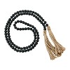 Storied Home Paulownia Wood Bead Garland with Jute Tassels, Distressed Black - 4 of 4