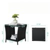 VisioGear Square End Table, Outdoor Bistro Coffee Table with Glass Top Storage Shelf for Porch Garden Backyard, Black, 17.9"*17.9"*20" - 3 of 4