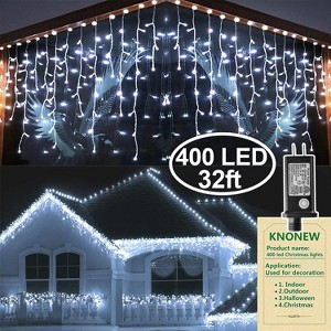 Christmas Lights Outdoor Decorations 400 LED 33ft 8 Modes with 75 Drops, Clear Wire LED String Light Indoor Decor - 1 of 4