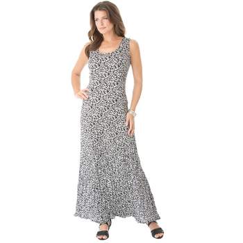 Roaman's Women's Plus Size Petite Sleeveless Crinkle Dress