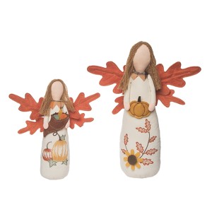 Transpac Polyester 17.75 in. Multicolor Harvest Plush Harvest Leaf Angels Set of 2 - 1 of 2