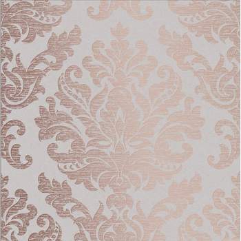 Antique Taupe and Rose Gold Damask Paste the Wall Wallpaper